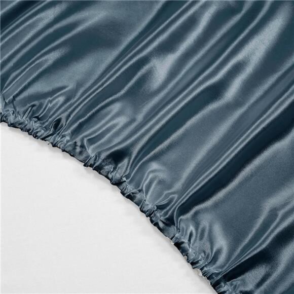 4Pcs Deep Sea Blue Silky Satin Sheets Twin Satin Sheets Set Silky Comforter - Picture 4 of 8